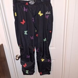 Petals and Peacocks Butterfly Nylon Track Pants Large